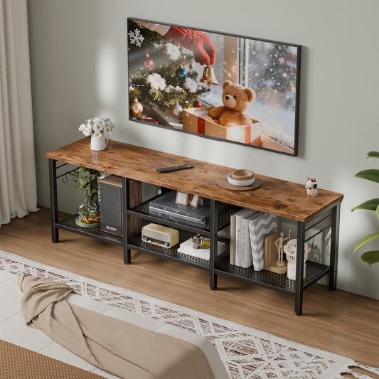 Tydimor Modern TV Stand for TVs up to 65" TVs, Media Console Table for Living Room, Entertainment Center with Storage, Rustic Brown