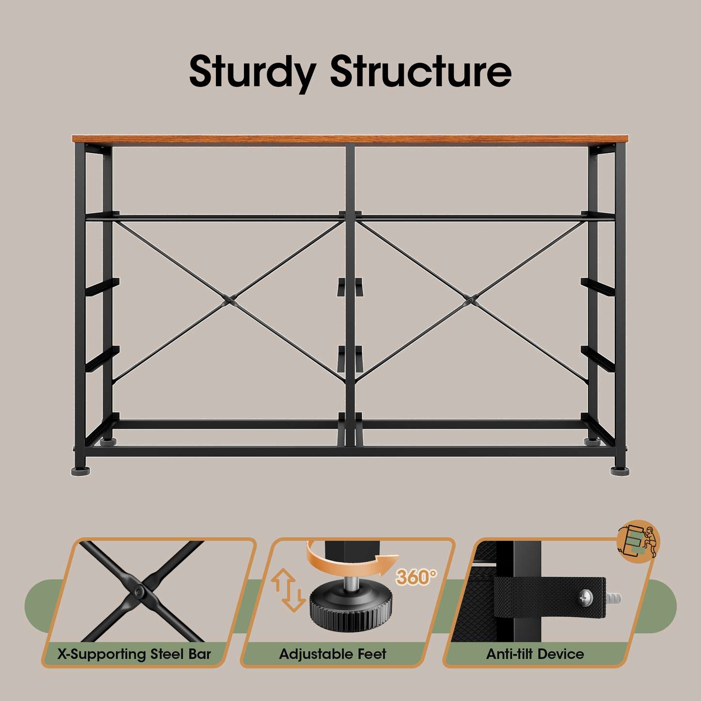 Tydimor Fabric Storage Dresser with 10 Drawers for Bedroom, Modern Wide Chest for Living Room, Rustic Brown