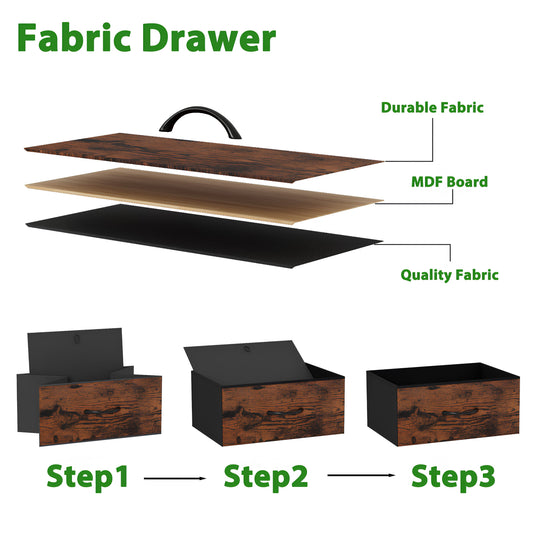 TYDIMOR 4 Drawer Dresser,Small Dresser with Charging Station and LED, Brown, for Bedroom and Living Room