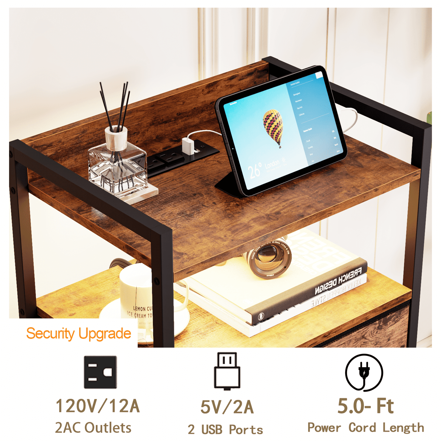 Hexmn Tall Dresser for Bedroom, 5 Drawer with Charging Station, Black, Ideal for Adults