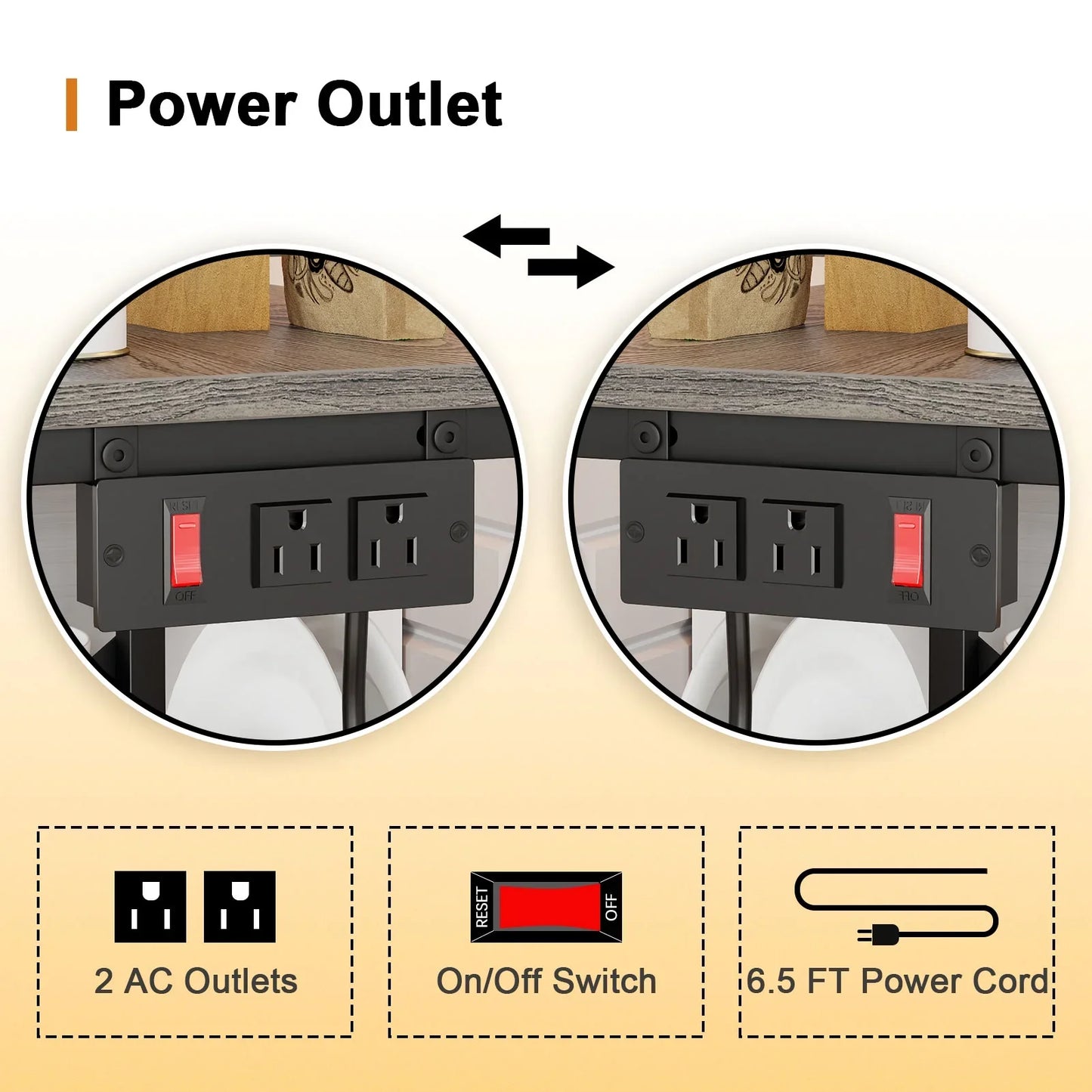 TYDIMOR Kitchen Bakers Rack with Outlets, Coffee Bar Table 4 Tiers Microwave Stand, Light Black Oak