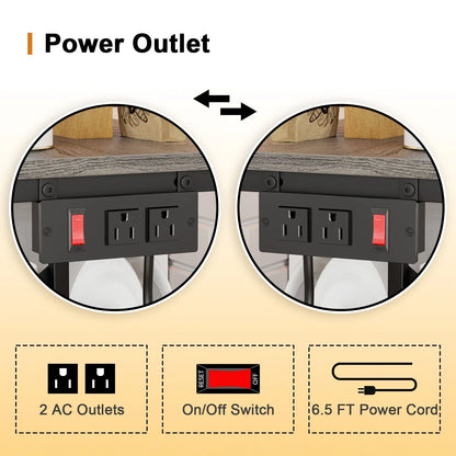 TYDIMOR Kitchen Bakers Rack with Outlets, Coffee Bar Table 4 Tiers Microwave Stand, Light Black Oak