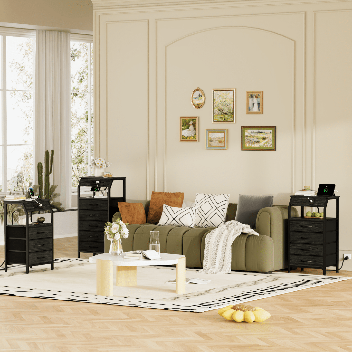 TYDIMOR Tall Dresser for Bedroom, 5 Drawer with Charging Station, Black, Ideal for Adults