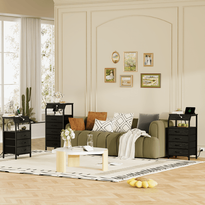 TYDIMOR Tall Dresser for Bedroom, 5 Drawer with Charging Station, Black, Ideal for Adults