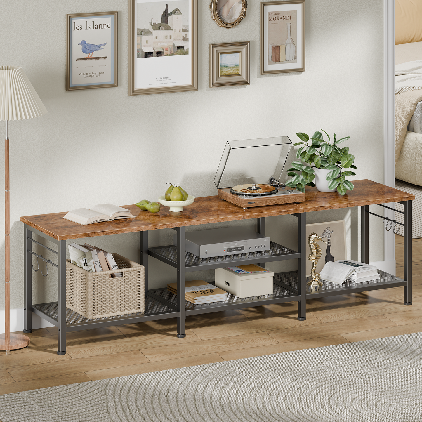 Tydimor Modern TV Stand for TVs up to 70" TVs, Media Console Table for Living Room, Entertainment Center with Storage, Rustic Brown