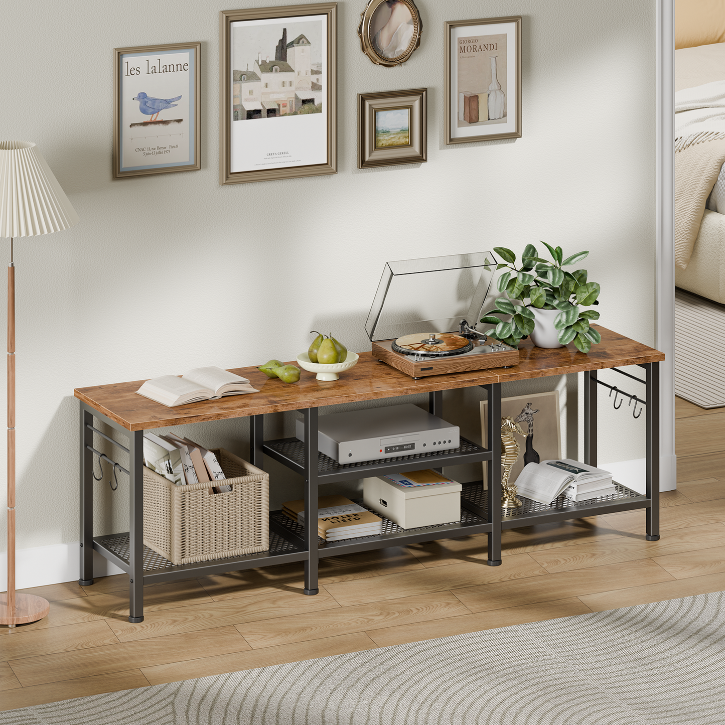 Tydimor Modern TV Stand for TVs up to 65" TVs, Media Console Table for Living Room, Entertainment Center with Storage, Rustic Brown