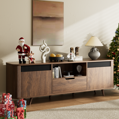 Tydimor TV Cabinet Stands for TVs up to 65", Entertainment Center with Storage Shelf & Outlet, Media Console Table with Drawers for Living Room