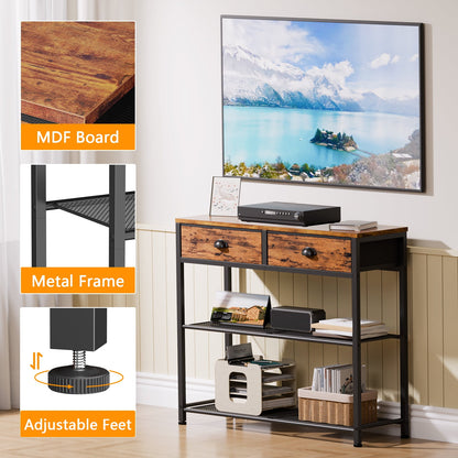 Satifur 30 inch Extra Long Entryway Table with Upgraded Fabric Drawers Console Table Metal Frame with Shelves for Living Room, Hallway