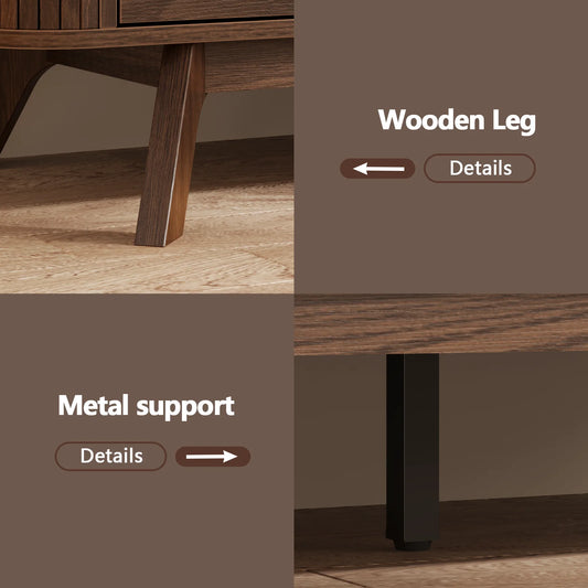 Tydimor TV Stand for TVs up to 55", Entertainment Center for Living Room, Console Table with Storage Drawers, American Walnut