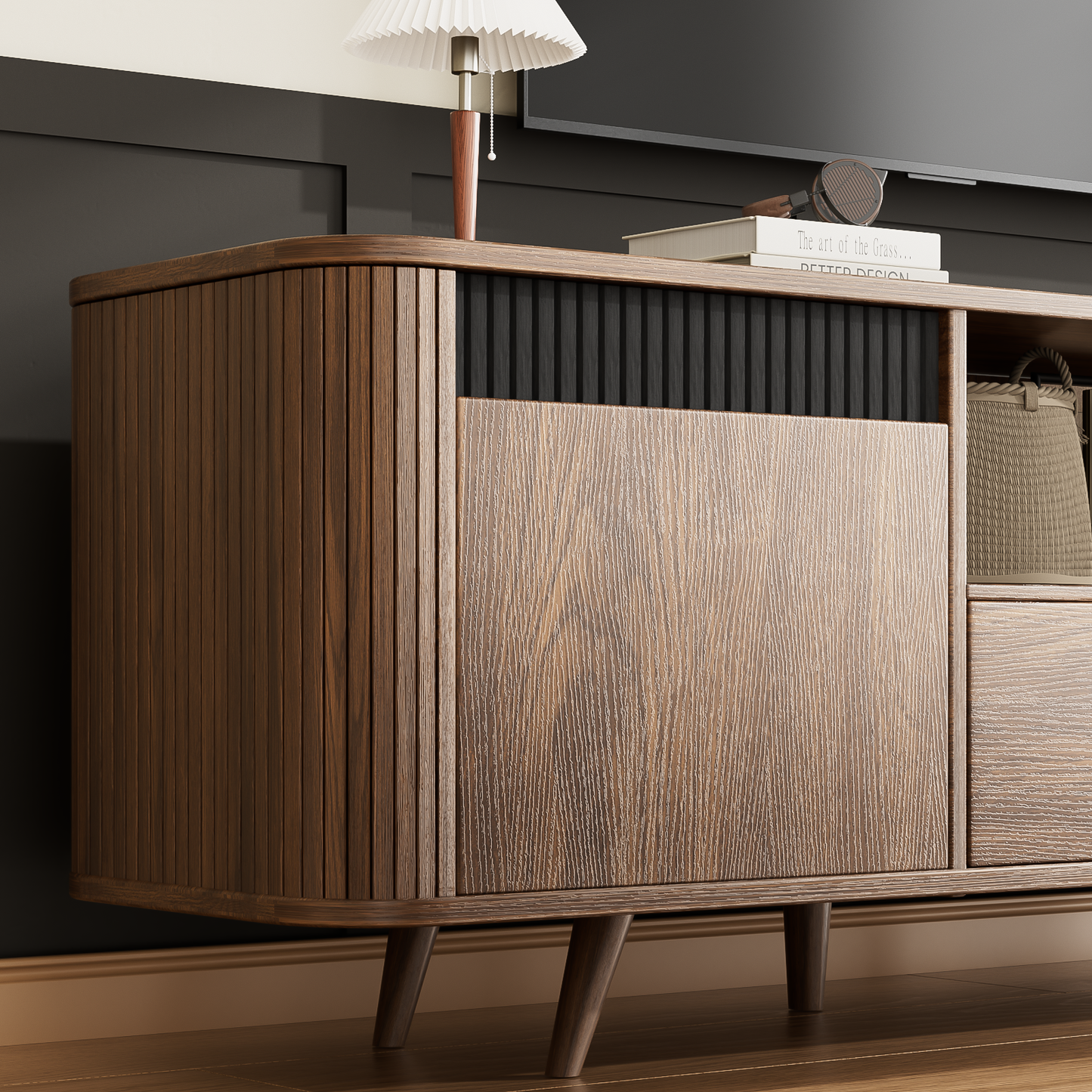 Tydimor TV Cabinet Stands for TVs up to 65", Entertainment Center with Storage Shelf & Outlet, Media Console Table with Drawers for Living Room