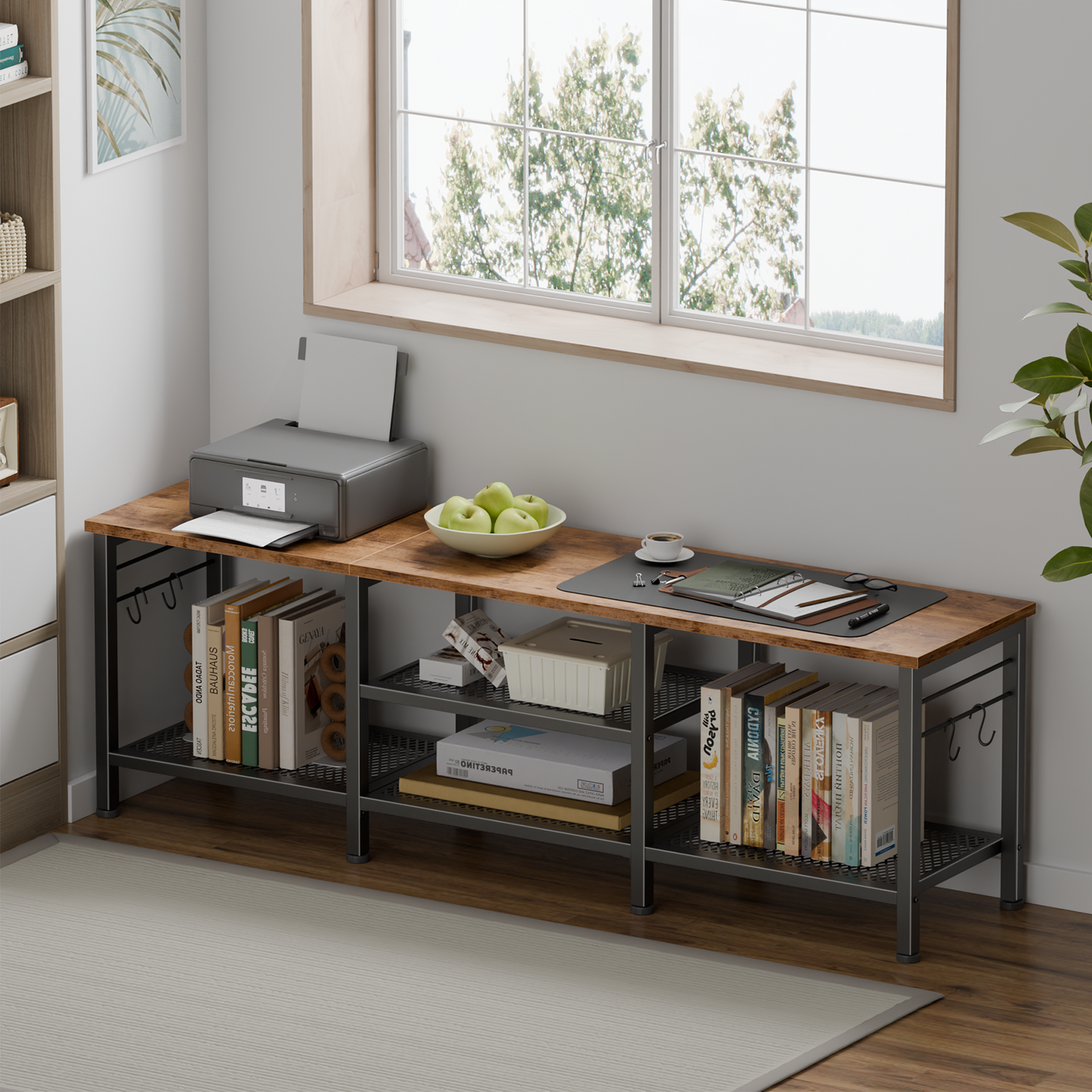 Tydimor Modern TV Stand for TVs up to 65" TVs, Media Console Table for Living Room, Entertainment Center with Storage, Rustic Brown