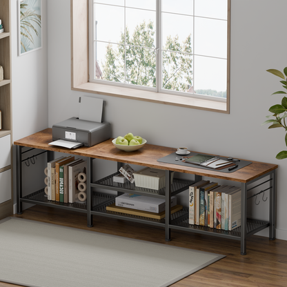 Tydimor Modern TV Stand for TVs up to 70" TVs, Media Console Table for Living Room, Entertainment Center with Storage, Rustic Brown