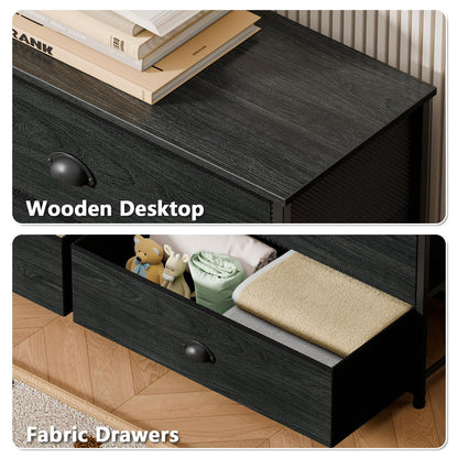 Tydimor TV Stand for TVs up to 55", Console Table with 8 Drawers, Entertainment Center for Living Room, Black Oak