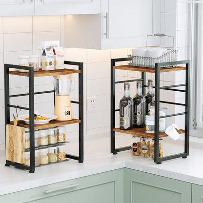 Satifur Industrial Stackable Kitchen Organizer,Rustic Storage Shelf for Kitchen, Pantry & More