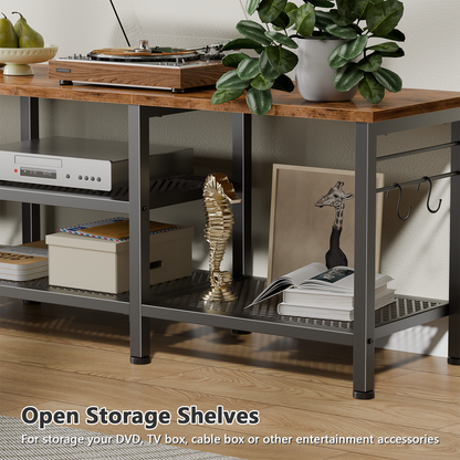 Tydimor Modern TV Stand for TVs up to 65" TVs, Media Console Table for Living Room, Entertainment Center with Storage, Rustic Brown