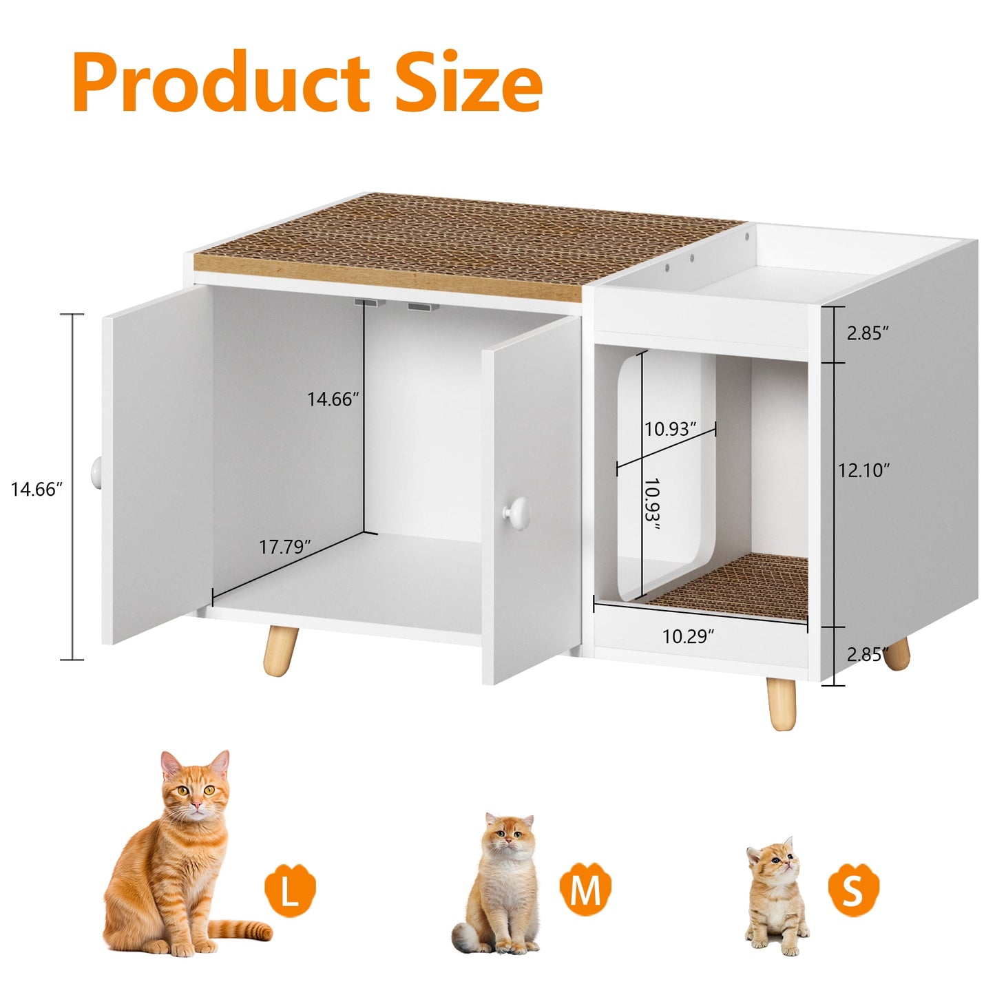 Satifur Cat House,Hidden Litter Box Cabinet Furniture, Dog Crate, White