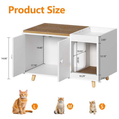 Satifur Cat House,Hidden Litter Box Cabinet Furniture, Dog Crate, White