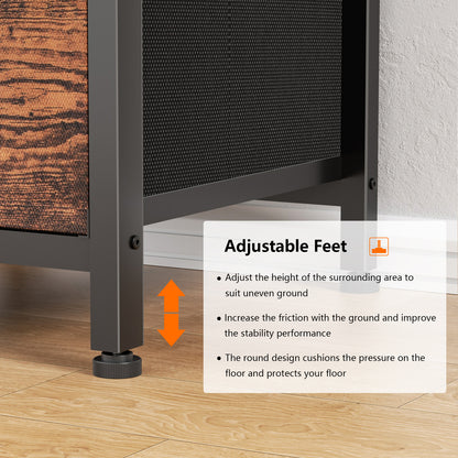 Satifur Computer Desk with 4 Drawers, 60 Inch Reversible Desk with Led Lights & Power Outlet, Home Office Desk with File Drawer & Monitor Stand, Rustic Brown