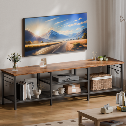 Tydimor Modern TV Stand for TVs up to 70" TVs, Media Console Table for Living Room, Entertainment Center with Storage, Rustic Brown
