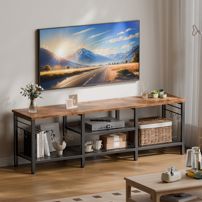 Tydimor Modern TV Stand for TVs up to 65" TVs, Media Console Table for Living Room, Entertainment Center with Storage, Rustic Brown