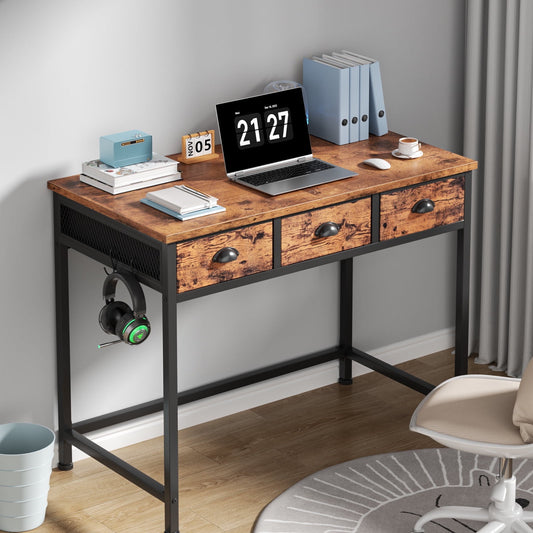 Hexmn Computer Writing Desk,Modern Simple Style for Living Room,Rustic Brown
