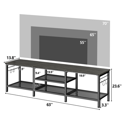 Tydimor Modern TV Stand for TVs up to 70" TVs, Media Console Table for Living Room, Entertainment Center with Storage, Light Black Oak