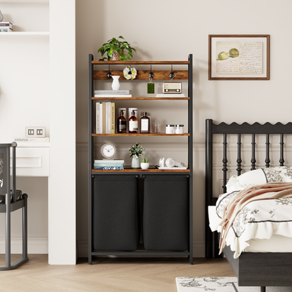 Satifur Laundry Basket Hamper Clothes Hamper with Oxford Fabric Pull-Out Bag 2-Tier Shelf