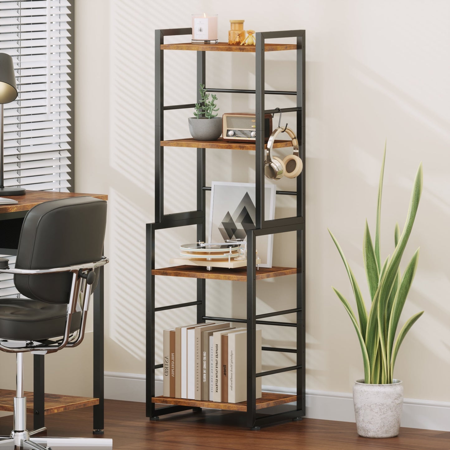 Satifur Industrial Stackable Kitchen Organizer,Rustic Storage Shelf for Kitchen, Pantry & More