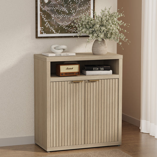 Satifur Sideboard Buffet Cabinet with Storage, Coffee Bar Station with Shelves & Doors, Modern Credenza for Kitchen, Dining Room, Natural