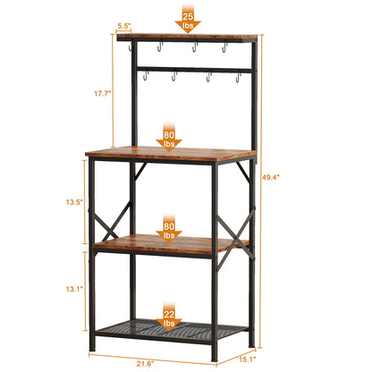 TYDIMOR Baker's Rack with Hutch, Microwave Stand Kitchen Organizer 4 Tier Storage Shelf for Kitchen Home Office