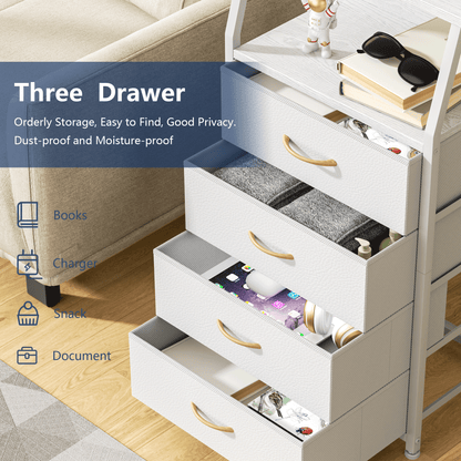 TYDIMOR Tall Nightstand,4 Drawer White Dresser for Bedroom Storage,Side Table for All Ages