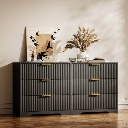 Tydimor Modern Nightstand with 3 Wooden Drawers, Bedside Table for Living Room, Black,Set of two