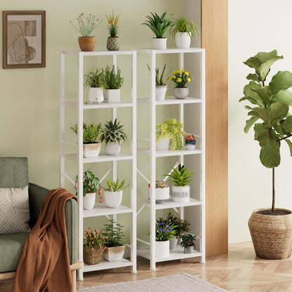 Satifur Bookshelf Bookcase Organizer with 5 Shelves for Living Room Bedroom Kitchen Garage, White