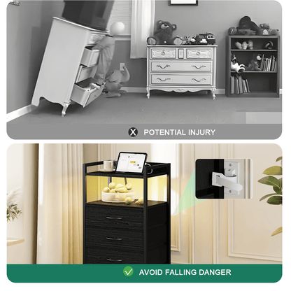 TYDIMOR Tall Dresser for Bedroom, 5 Drawer with Charging Station, Black, Ideal for Adults