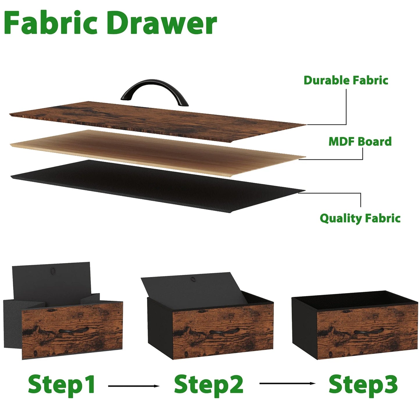 Tydimor Night Stand, Small Dresser 3 Drawer Storage Organizer Furniture for Bedroom, Brown, Adults