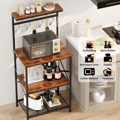 TYDIMOR Baker's Rack with Hutch, Microwave Stand Kitchen Organizer 4 Tier Storage Shelf for Kitchen Home Office