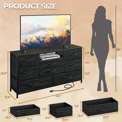 Tydimor TV Stand for TVs up to 55", Media Console for Living Room, Entertainment Center with Cabinet Storage, Black Oak