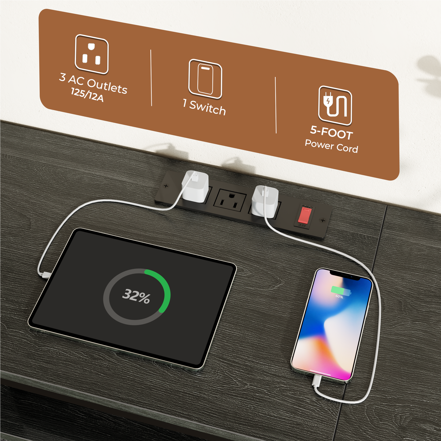 Tydimor TV Stand for TVs up to 55", Media Console for Living Room, Entertainment Center with Cabinet Storage, Black Oak