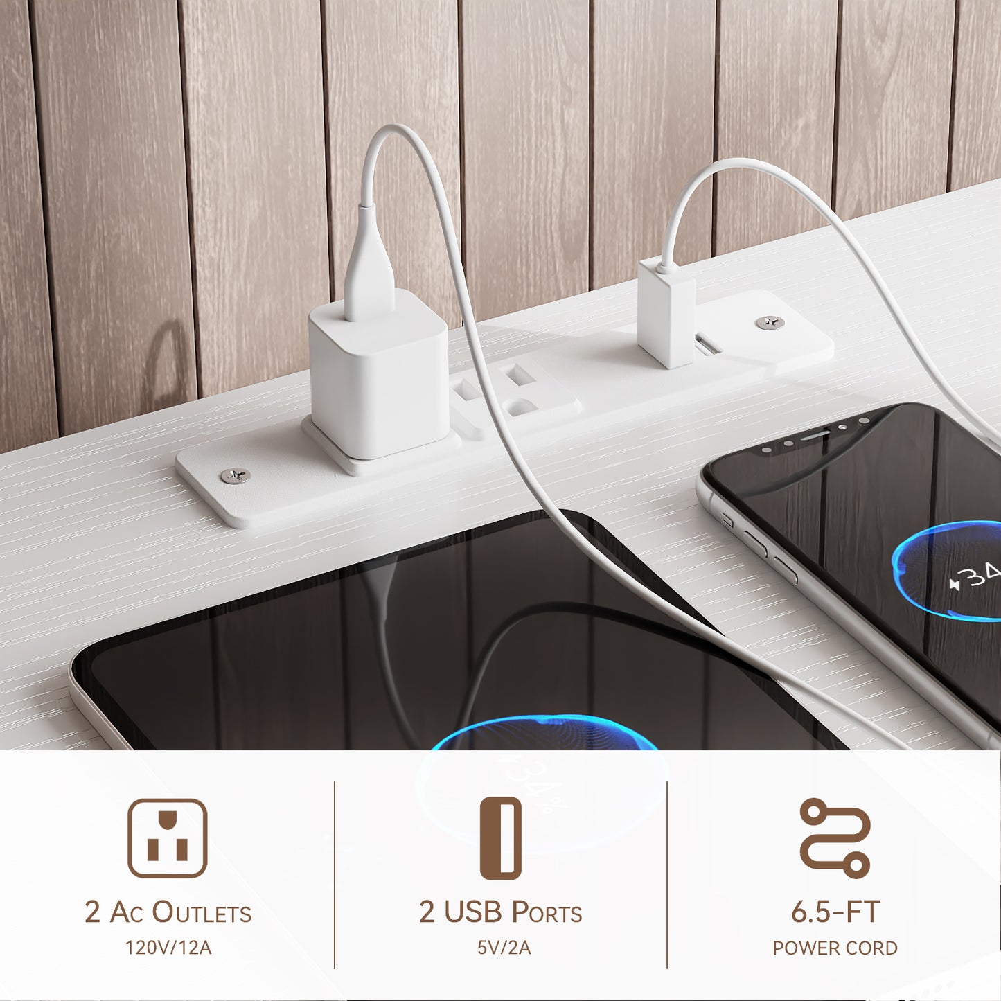 Tydimor TV Cabinet Stands for TVs up to 75", Entertainment Center with Outlet & LED, Media Console Table with 9 Drawers for Living Room, White