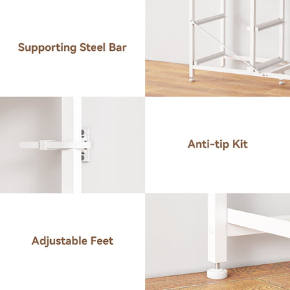 Tydimor TV Cabinet Stands for TVs up to 75", Entertainment Center with Outlet & LED, Media Console Table with 10 Drawers for Living Room, White