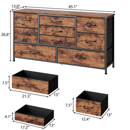 Tydimor TV Stand for TVs up to 55", Home Entertainment Center with 9 Drawers, Media Console for Living Room, Rustic Brown