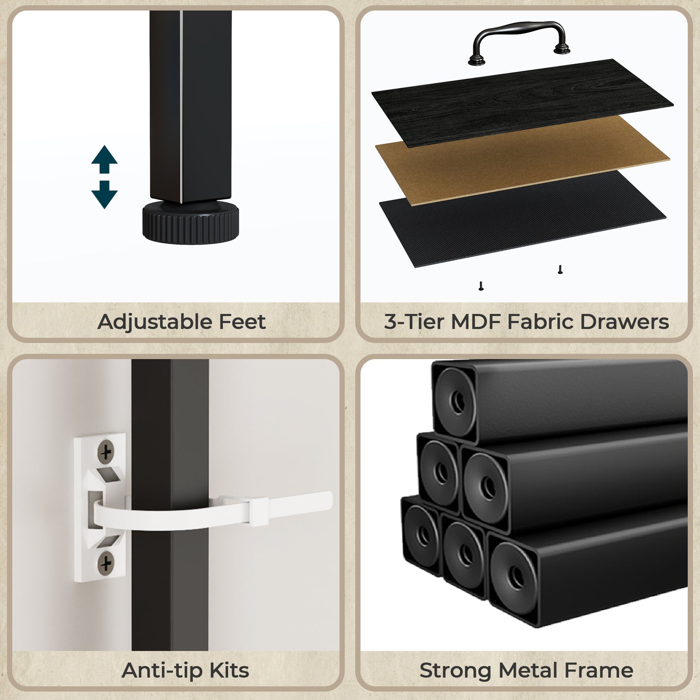 Tydimor TV Stand for TVs up to 55", Home Entertainment Center with 9 Drawers, Media Console for Living Room, Black Oak