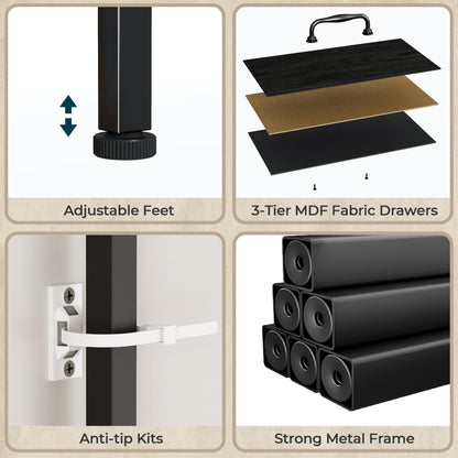 Tydimor TV Stand for TVs up to 55", Home Entertainment Center with 9 Drawers, Media Console for Living Room, Black Oak