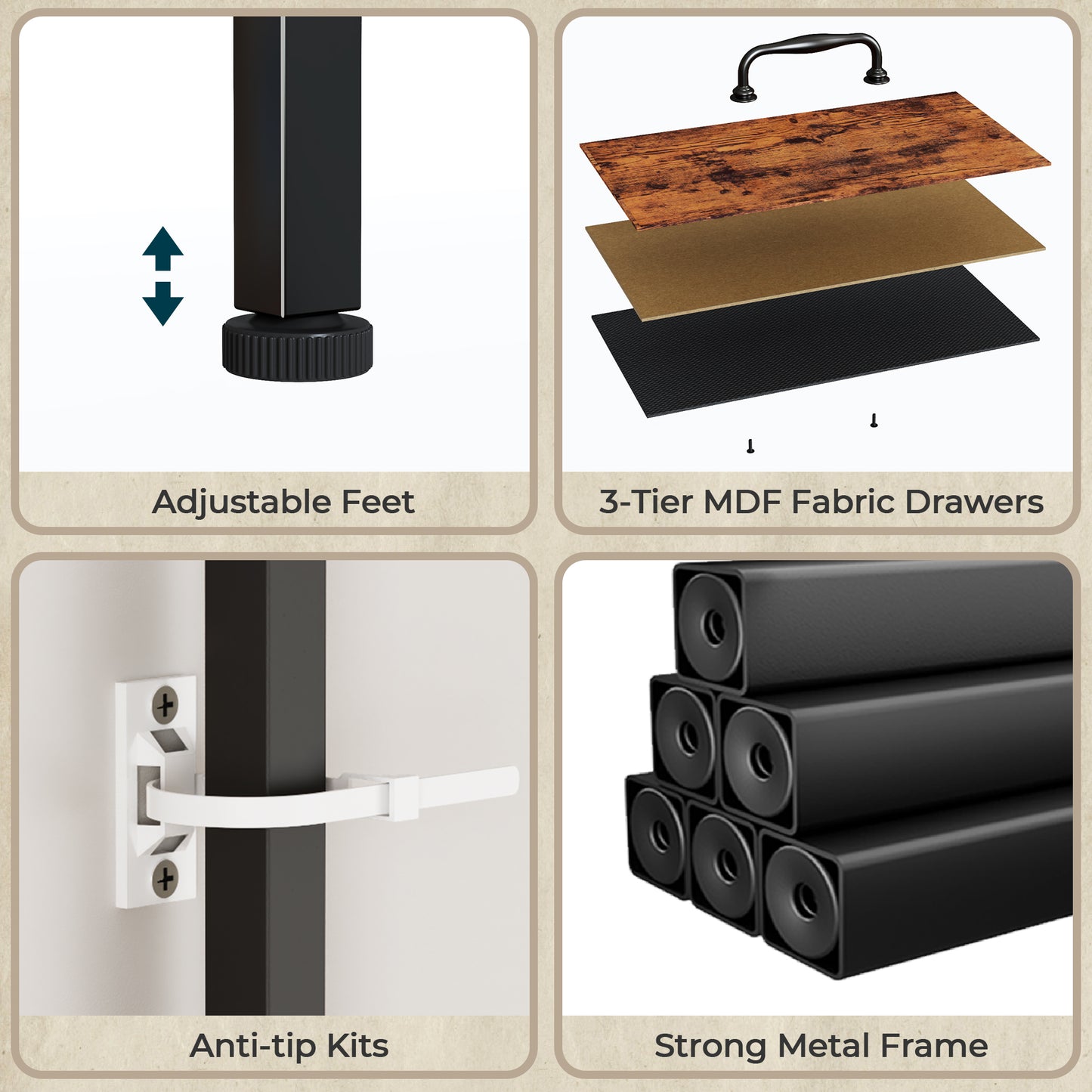 Tydimor TV Stand for TVs up to 55", Home Entertainment Center with 9 Drawers, Media Console for Living Room, Rustic Brown