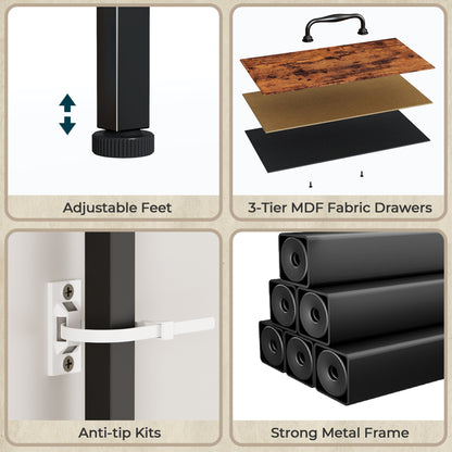 Tydimor TV Stand for TVs up to 55", Home Entertainment Center with 9 Drawers, Media Console for Living Room, Rustic Brown