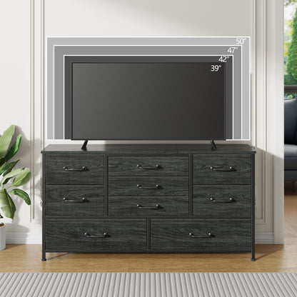 Tydimor TV Stand for TVs up to 55", Home Entertainment Center with 9 Drawers, Media Console for Living Room, Black Oak