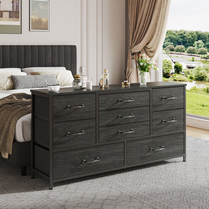 Tydimor TV Stand for TVs up to 55", Home Entertainment Center with 9 Drawers, Media Console for Living Room, Black Oak