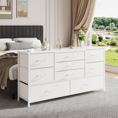 Tydimor TV Stand for TVs up to 55", Home Entertainment Center with 9 Drawers, Media Console for Living Room, White