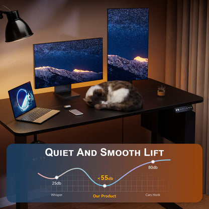 Satifur Electric Standing Desk 47.24" x 23.62", Ergonomic Computer Desk with Memory Preset, Height Adjustable Sit Stand Desk with Hooks & Storage, Black