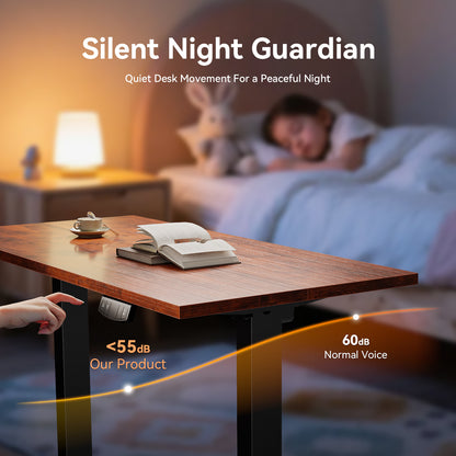 Satifur Electric Standing Desk 40", Ergonomic Computer Desk with Memory Preset, Height Adjustable Sit Stand Desk with Hooks & Storage, Rustic